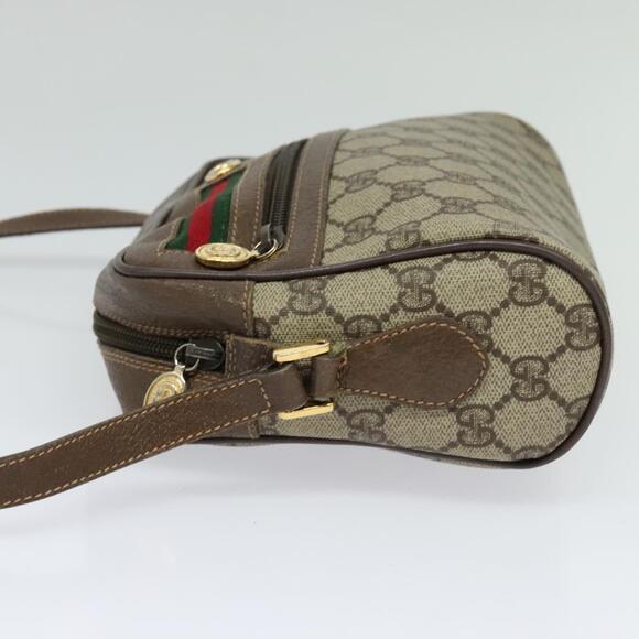 GUCCI GG Supreme Web Sherry Line Bag Pvc Beige Gold 001 115 001 115 - Picture 4 of 16